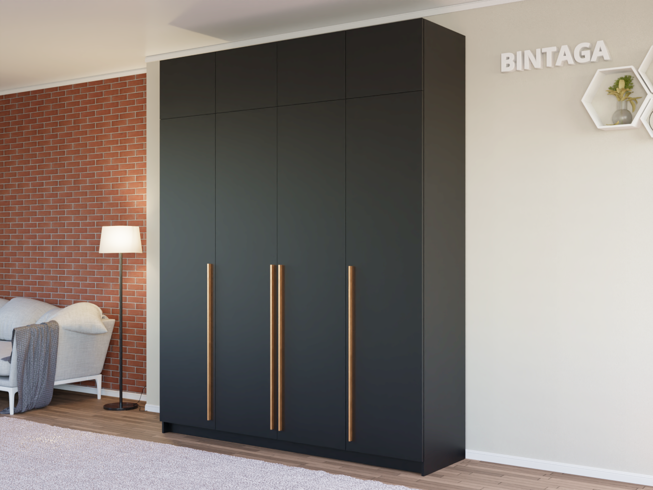 Распашной шкаф Пакс Фардал 47 black ИКЕА (IKEA)